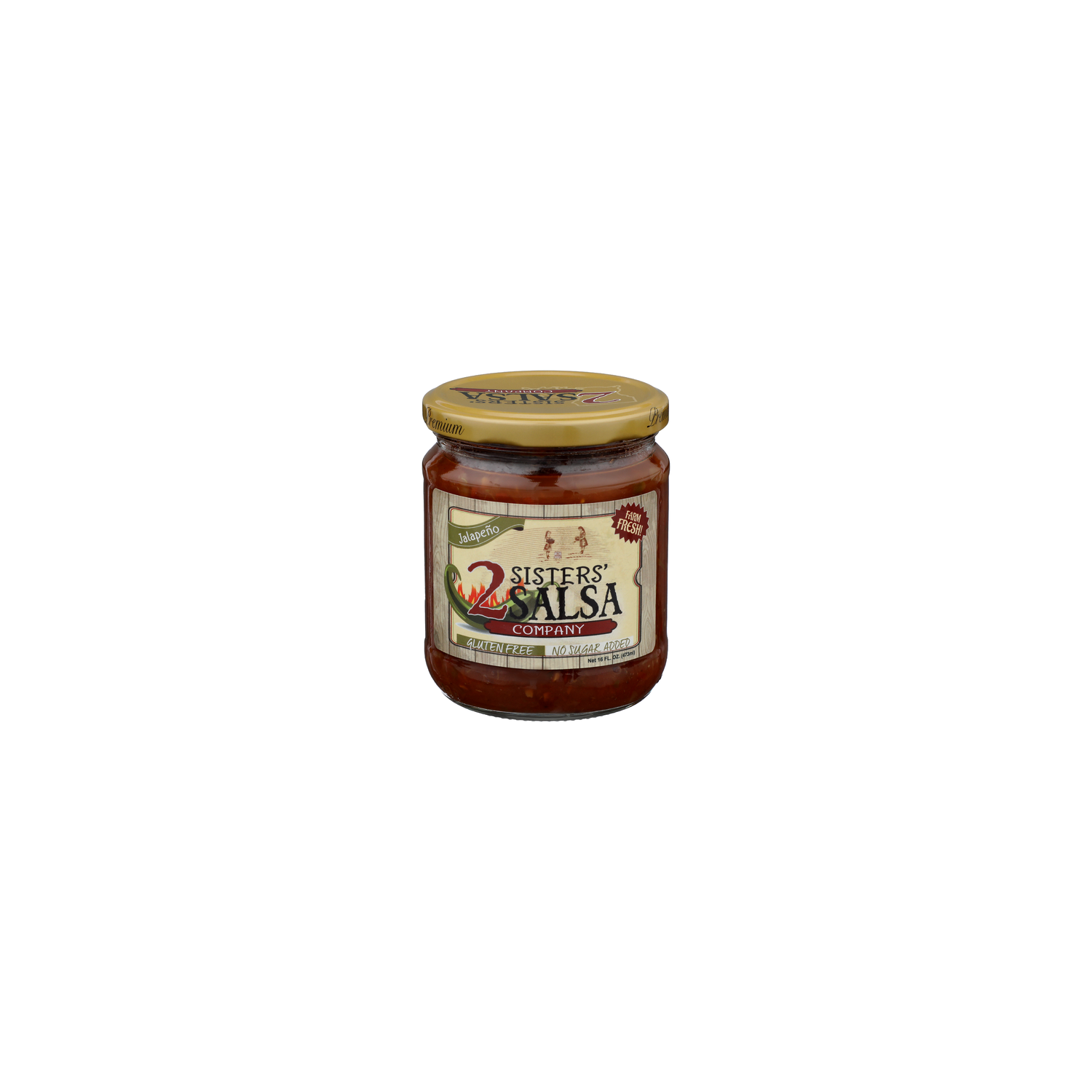 2 Sisters' Salsa Company Farm Fresh! Jalapeno - 16 Fluid Ounce Image 1 of 4