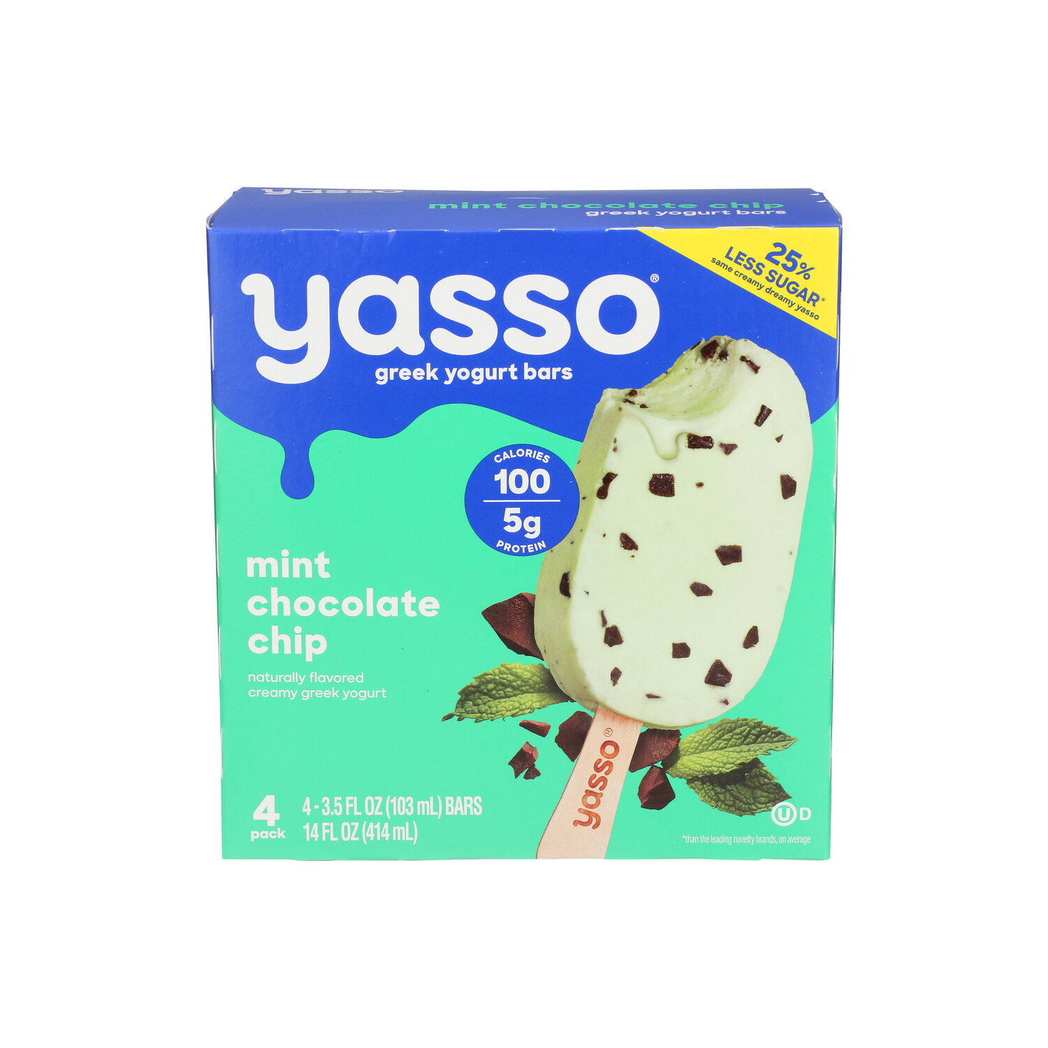 Yasso Mint Chocolate Chip Bars Frozen Greek Yogurt, Bars, 4 Pack - 3.5 Fluid Ounce - 4 Count Image 1 of 4