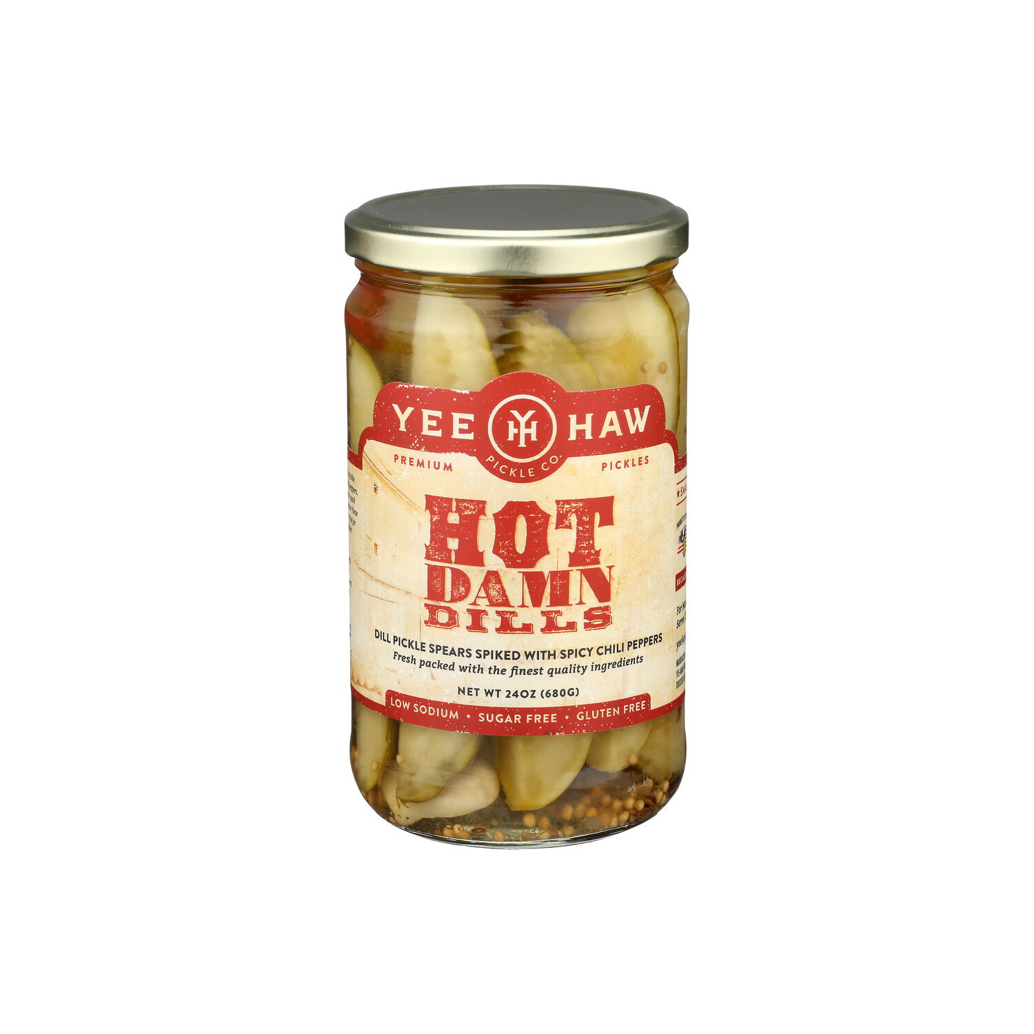Yee Haw Pickle Co. Hot Damn Dills Spicy Pickle Spears - 24 Ounce Image 1 of 4