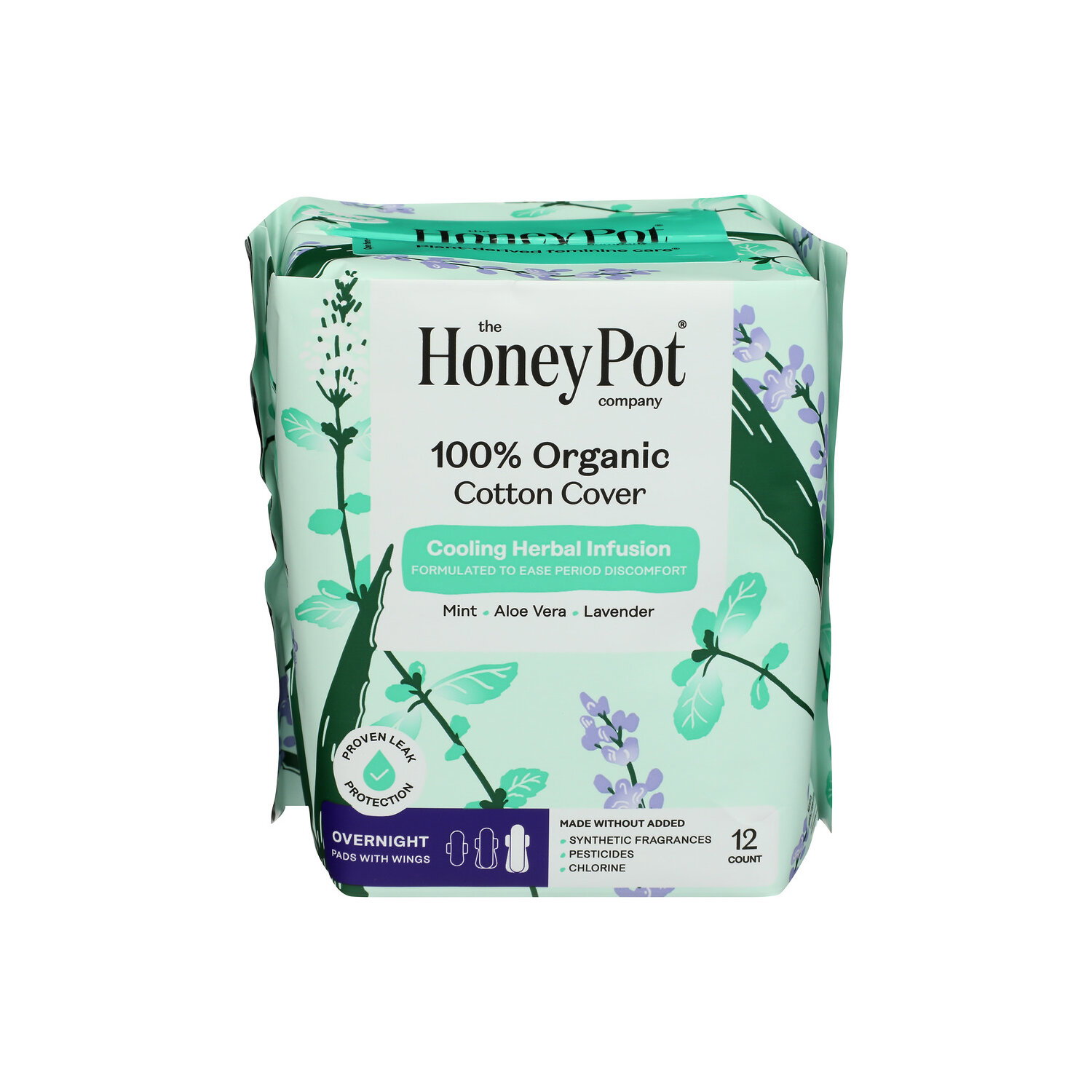 The Honey Pot Company Overnight Organic Top Sheet Herbal Menstrual Pads - 12 Count Image 1 of 3
