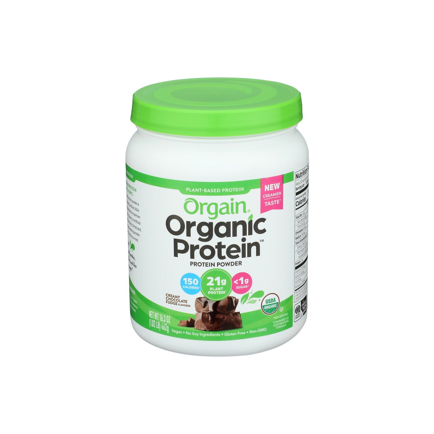 Orgain Chocolate Powder Organic Protein Plant Based Creamy Fudge - 16.3 Ounce Image 1 of 4