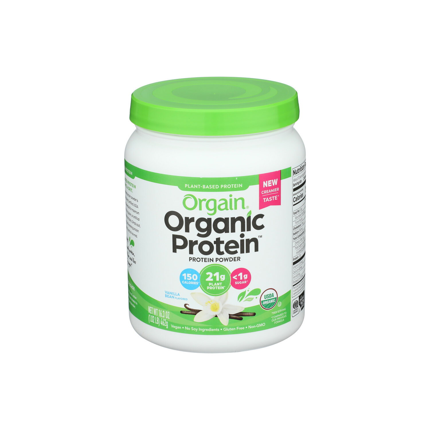 Orgain Vanilla Powder Organic Protein Plant Based Sweet Bean - 16.3 Ounce Image 1 of 4