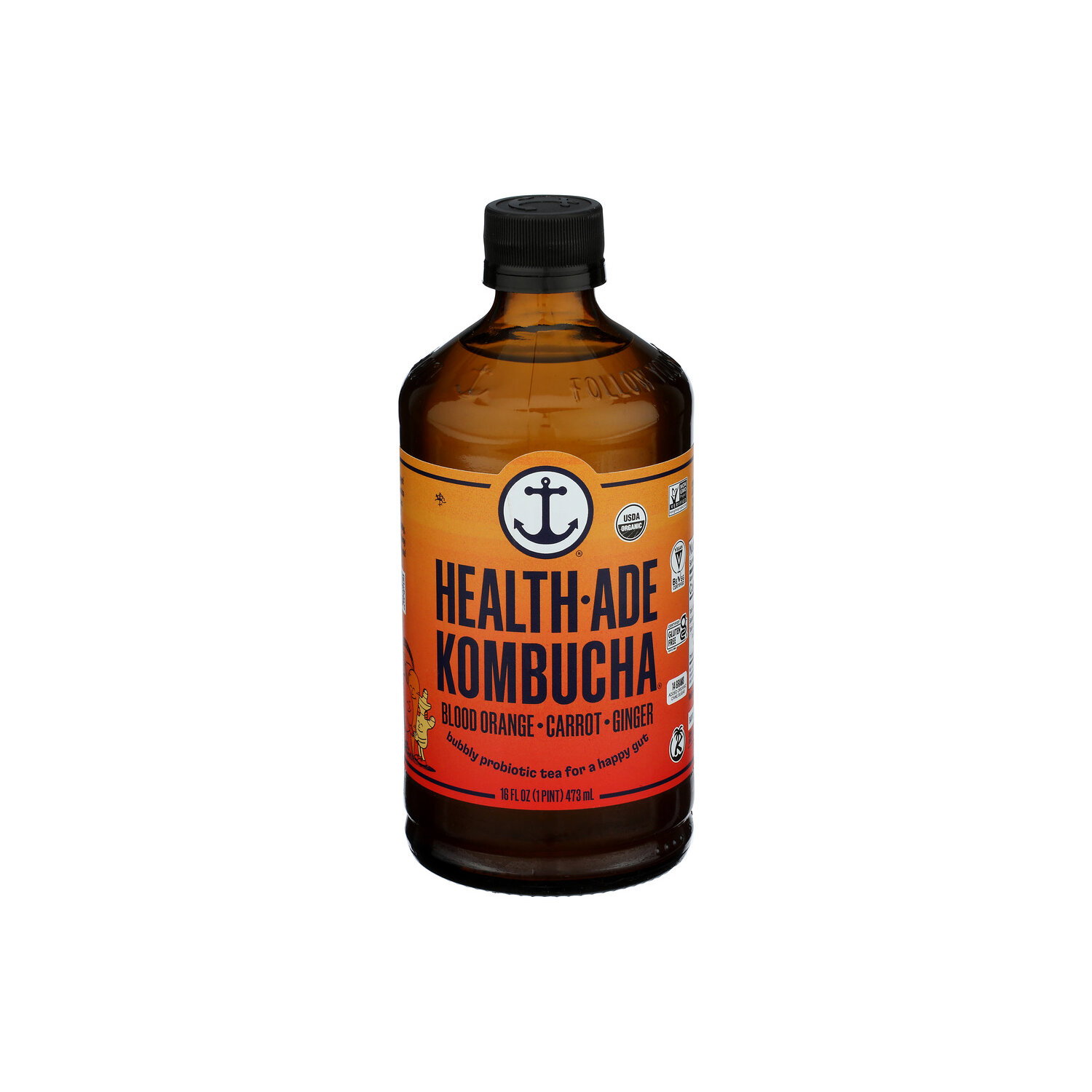 HEALTH-ADE Blood Orange Carrot Ginger Kombucha - 16 Fluid Ounce