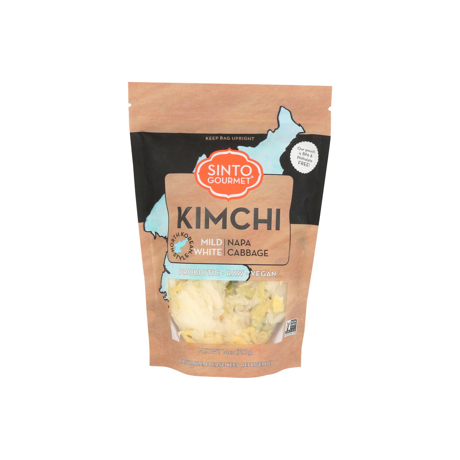 Sinto Gourmet Mild Napa Cabbage Kimchi Fermented White - 14 Ounce