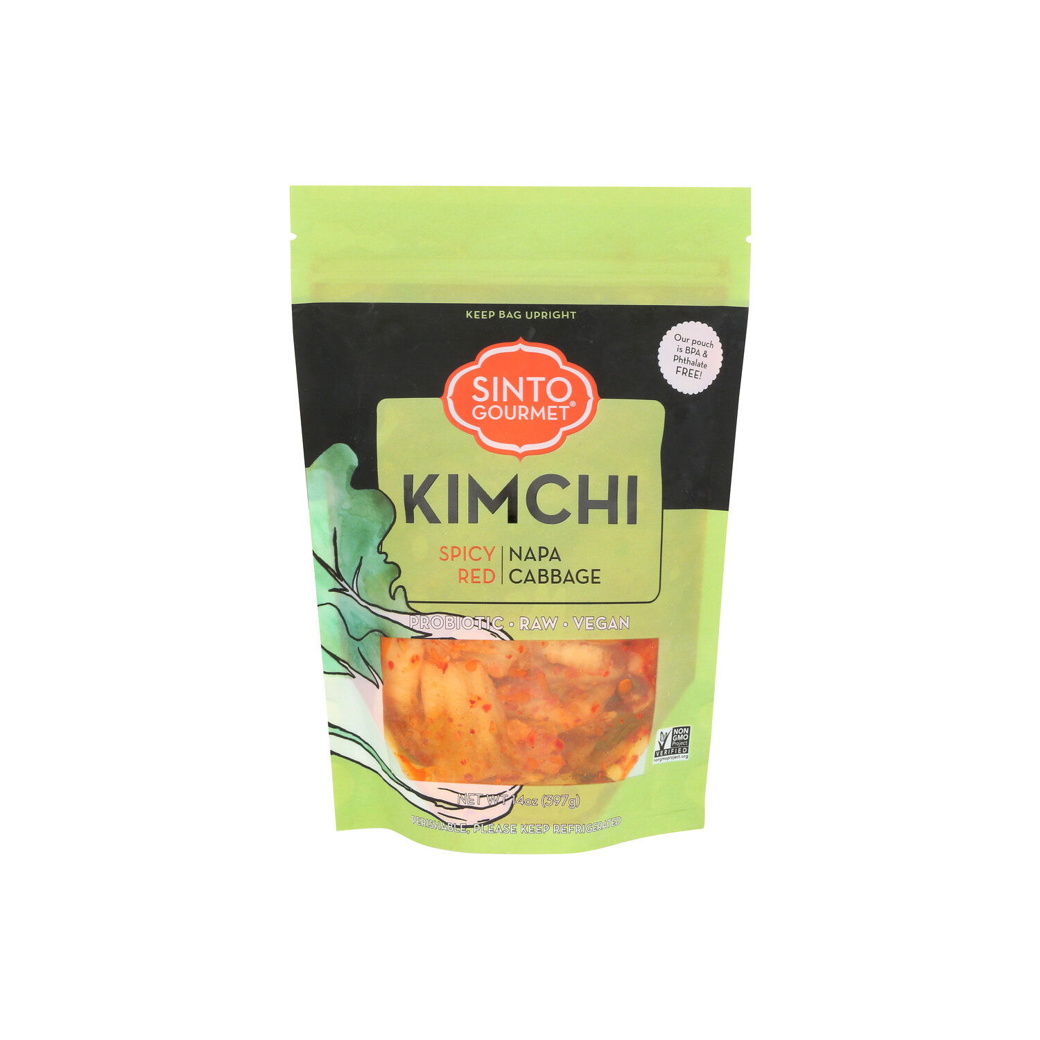 Sinto Gourmet Spicy Napa Cabbage Kimchi Fermented Red - 14 Ounce