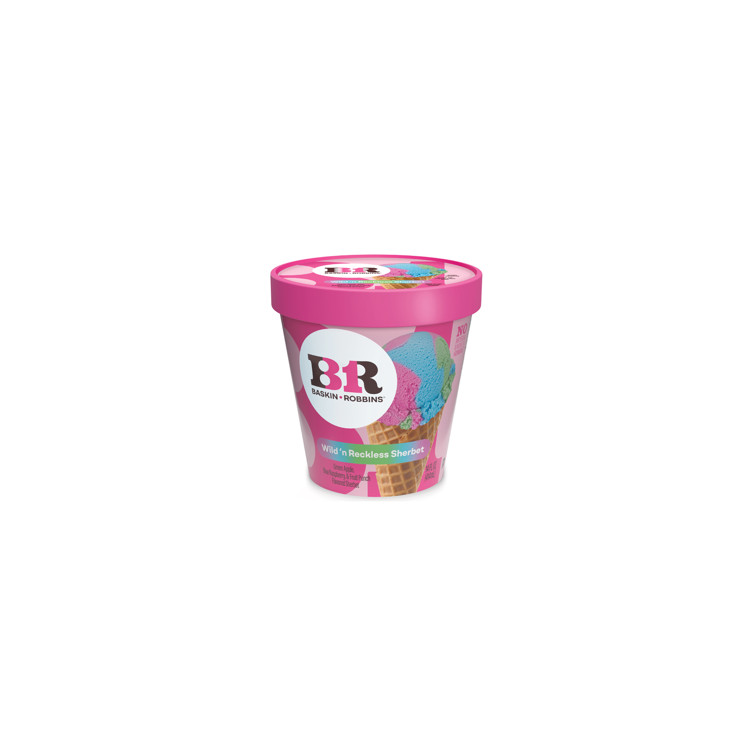 Baskin Robbins Frozen Green Apple, Blue Raspberry, & Fruit Punch Wild 'n Reckless Sherbet - 14 Fluid Ounce Image 1 of 4