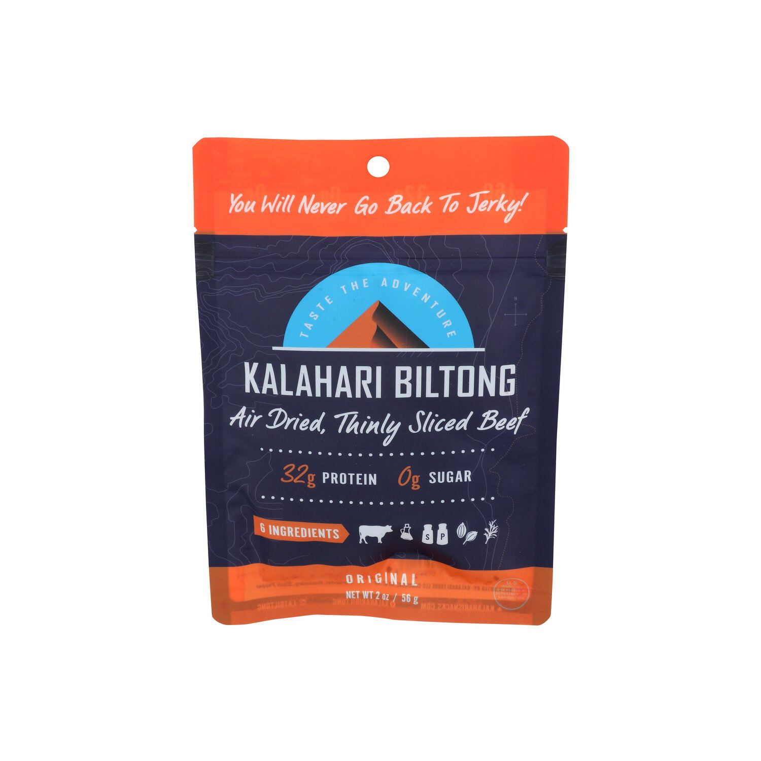 Kalahari Biltong Original Air Dried, Thinly Sliced Beef - 2 Ounce Image 1 of 4
