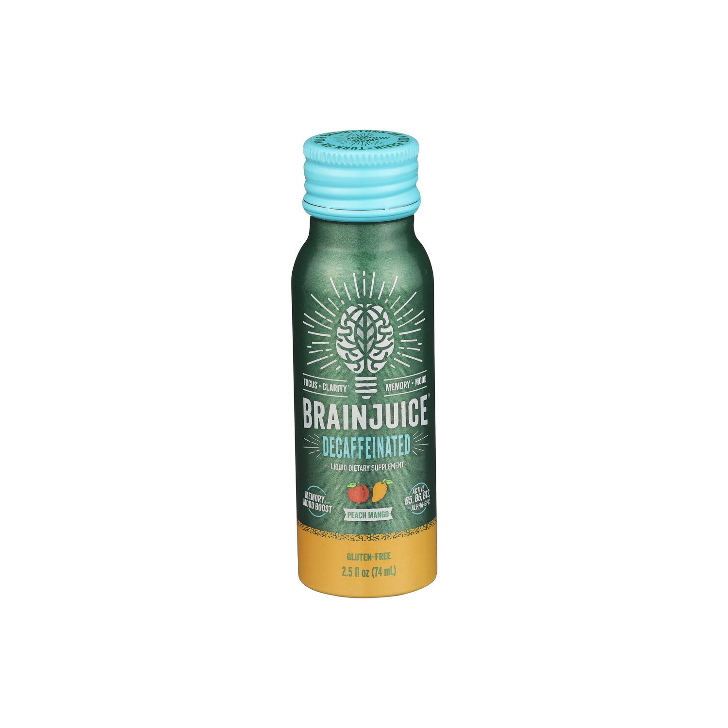 Brainjuice Peach Mango Liquid Dietary Supplement Decaf - 2.5 Fluid Ounce Image 1 of 2