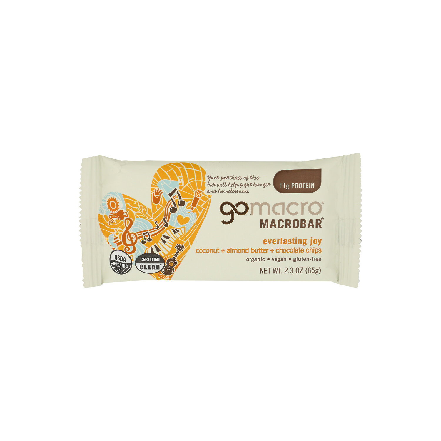Gomacro Coconut + Almond Butter + Chocolate Chips Certified Usda Organic, Vegan, Gluten-Free Nutritional Bar Macrobar - 2.3 Ounce Image 1 of 4
