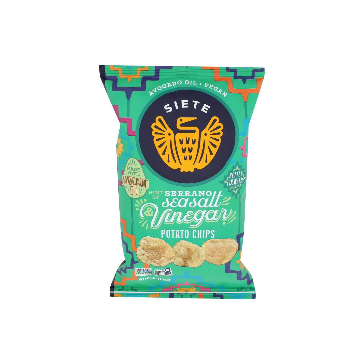 Siete Serrano Sea Salt Vinegar Serrano, Salt & Vinegar Kettle Cooked Potato Chips - 5.5 Ounce Image 1 of 4