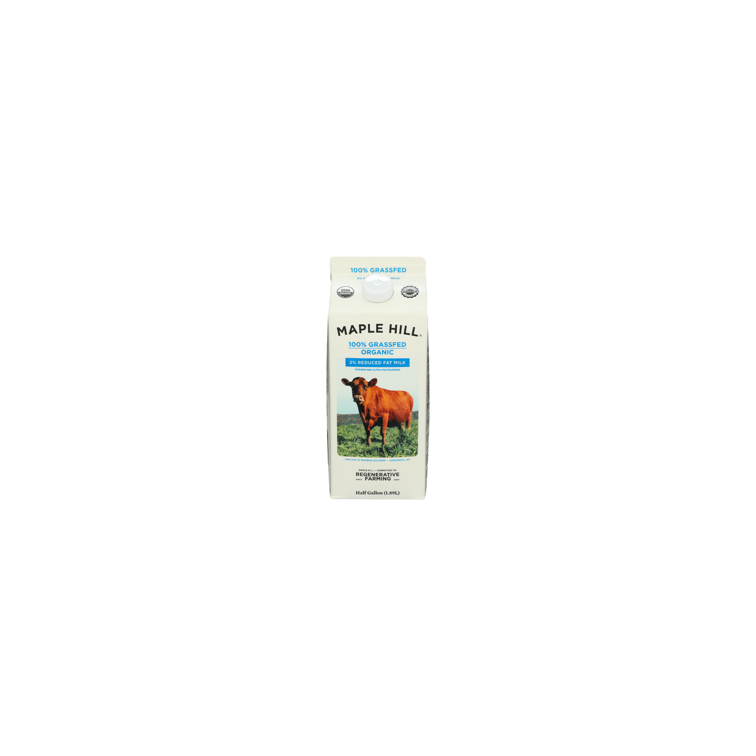Maple Hill Reduced Fat Milk 100% Grass-Fed Organic Milk, 2% - Half Gallon Image 1 of 4