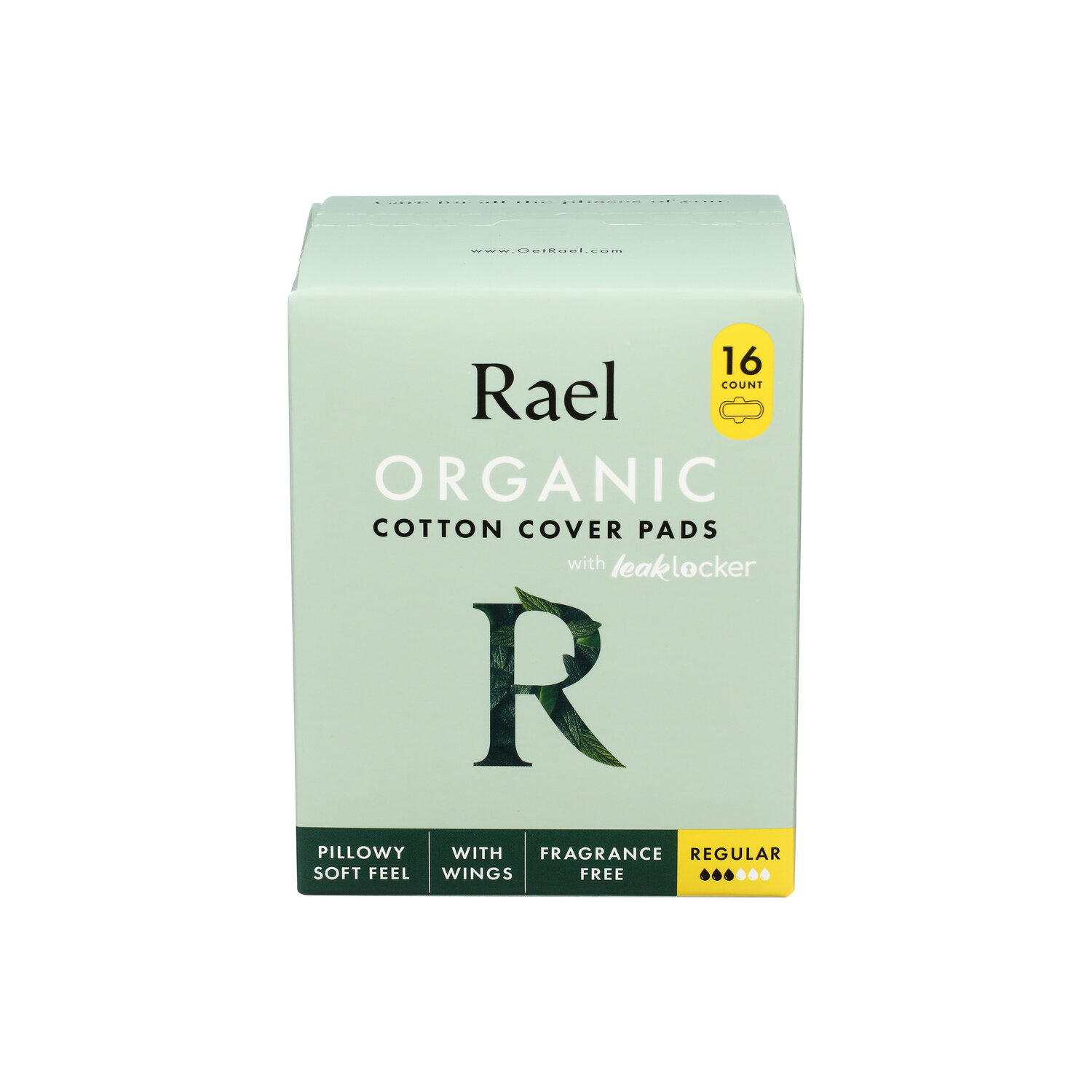 Rael Regukar Organic Cotton Cover Pads Regular - 16 Count Image 1 of 3