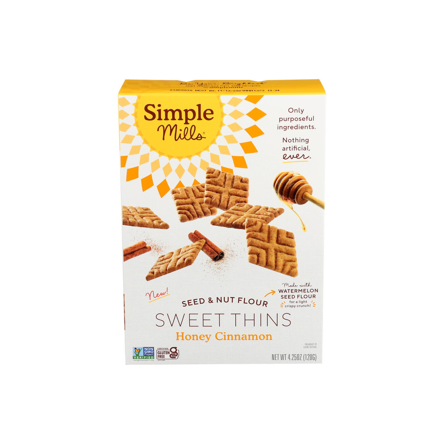 Simple Mills Honey Cinnamon Seed & Nut Flour Sweet Thins - 4.25 Ounce Image 1 of 2
