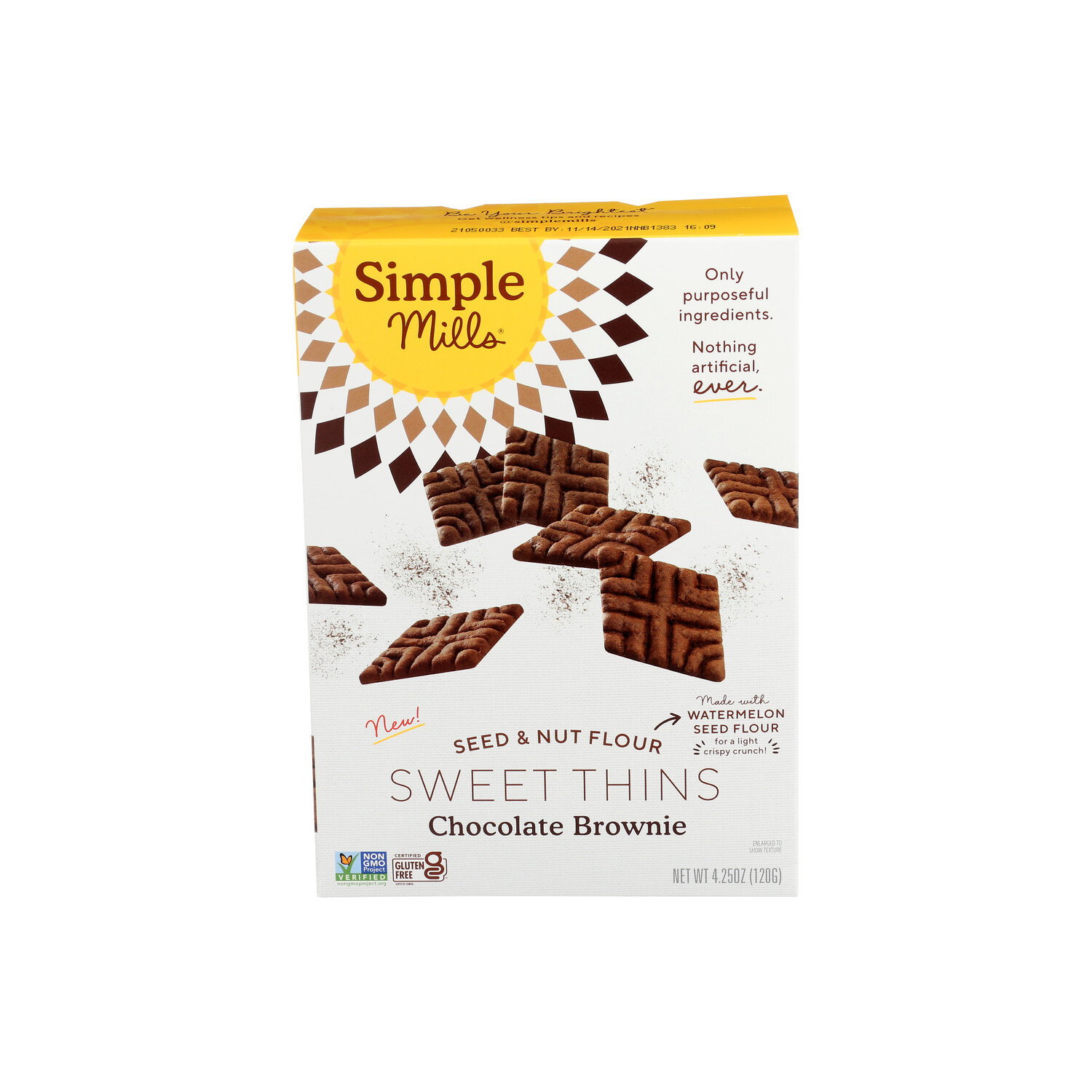 Simple Mills Chocolate Brownie Seed & Nut Flour Sweet Thins - 4.25 Ounce Image 1 of 2