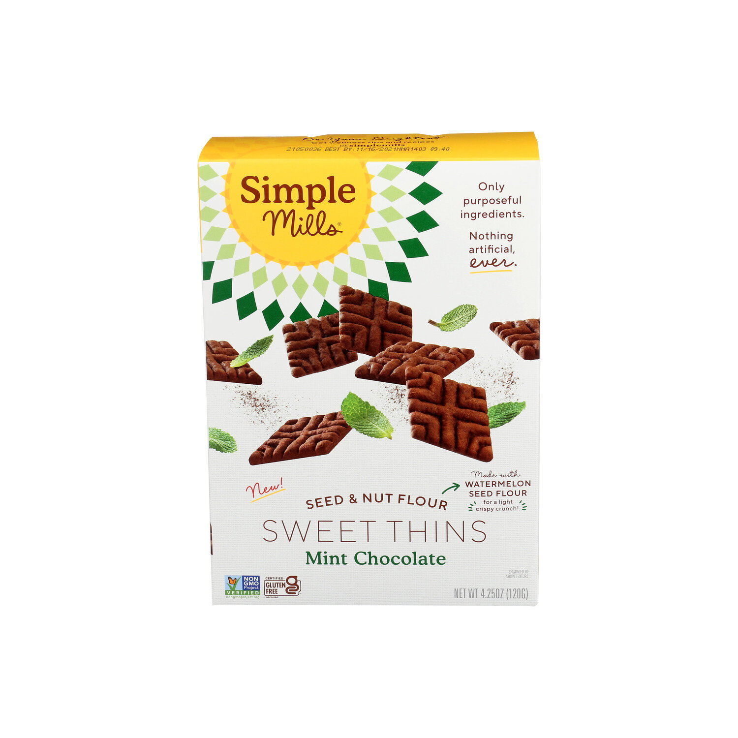 Simple Mills Mint Chocolate Seed & Nut Flour Sweet Thins - 4.25 Ounce Image 1 of 4