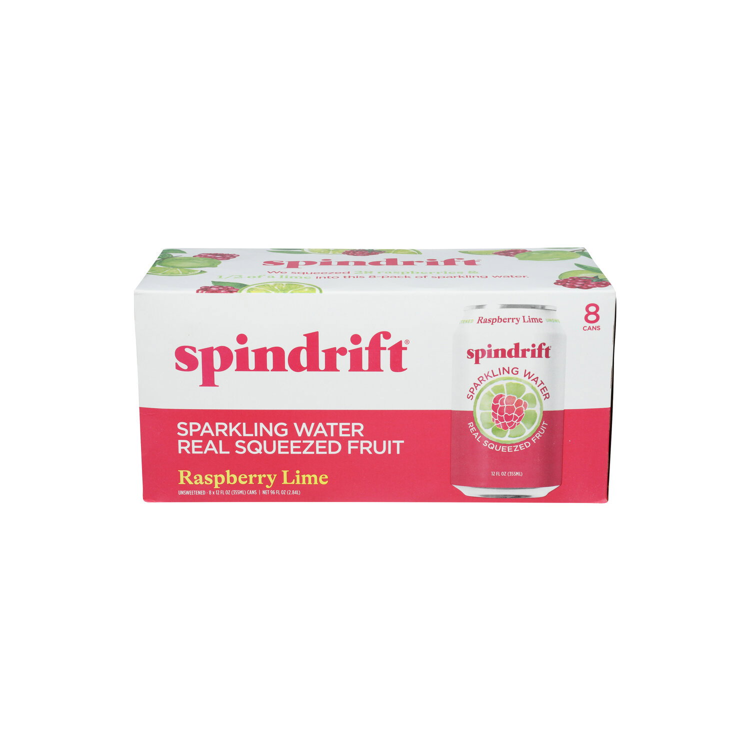 Spindrift Sparkling Water Raspberry Lime - 12 Fluid Ounce - 8 Count Image 1 of 3