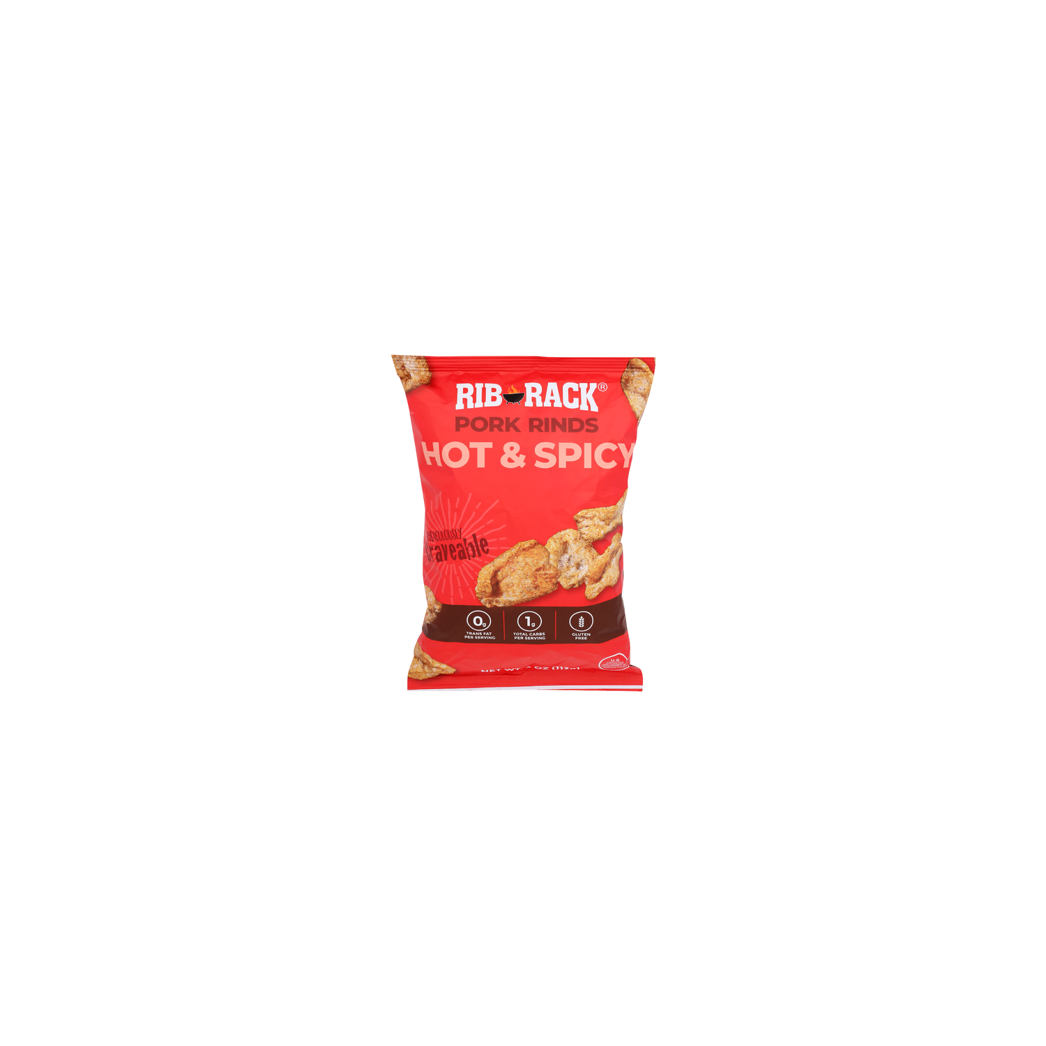 Rib Rack Hot & Spicy Pork Rinds - 4 Ounce Image 1 of 4