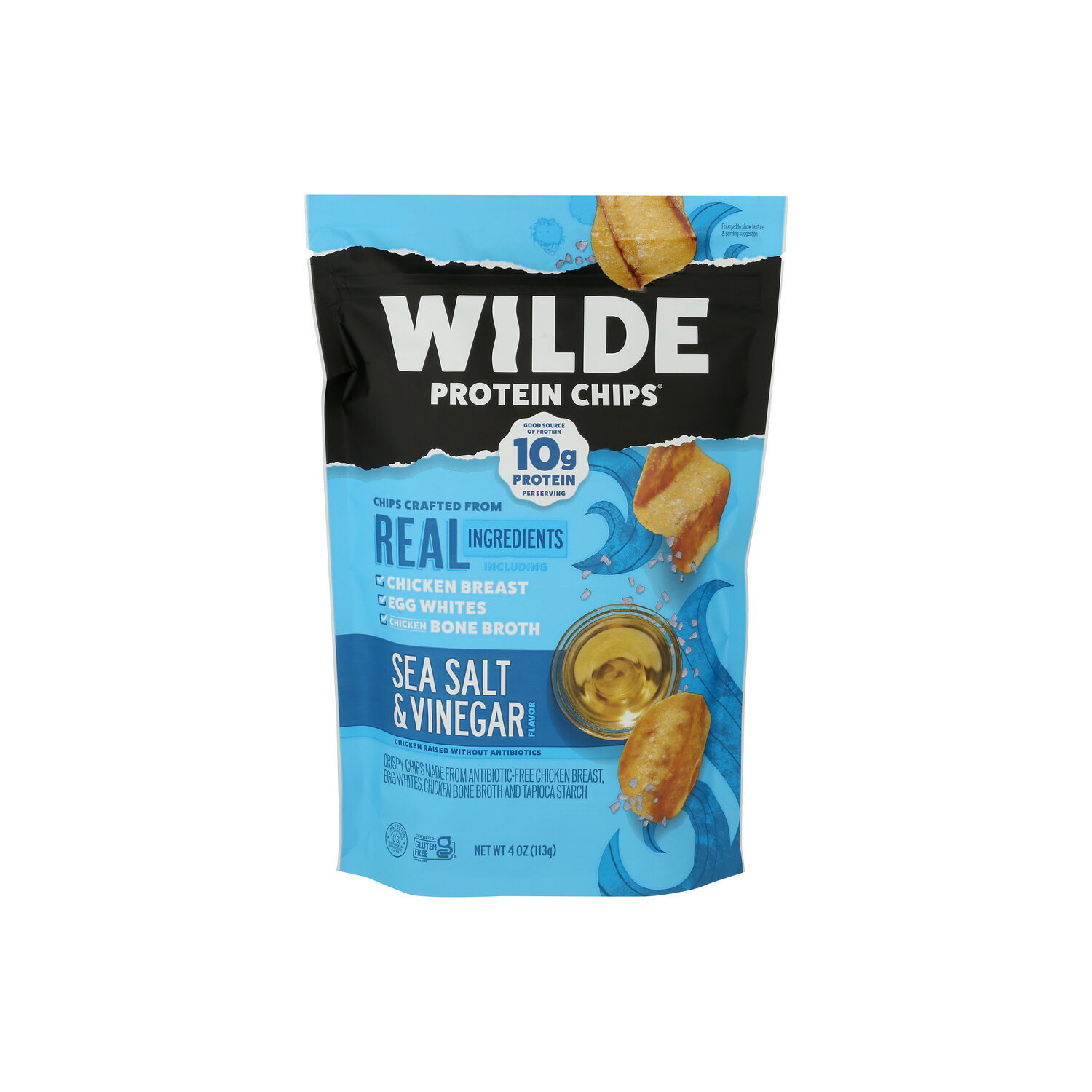 WILDE Sea Salt And Vinegar Flavored Chicken Protein Chips - 4 Ounce Image 1 of 4