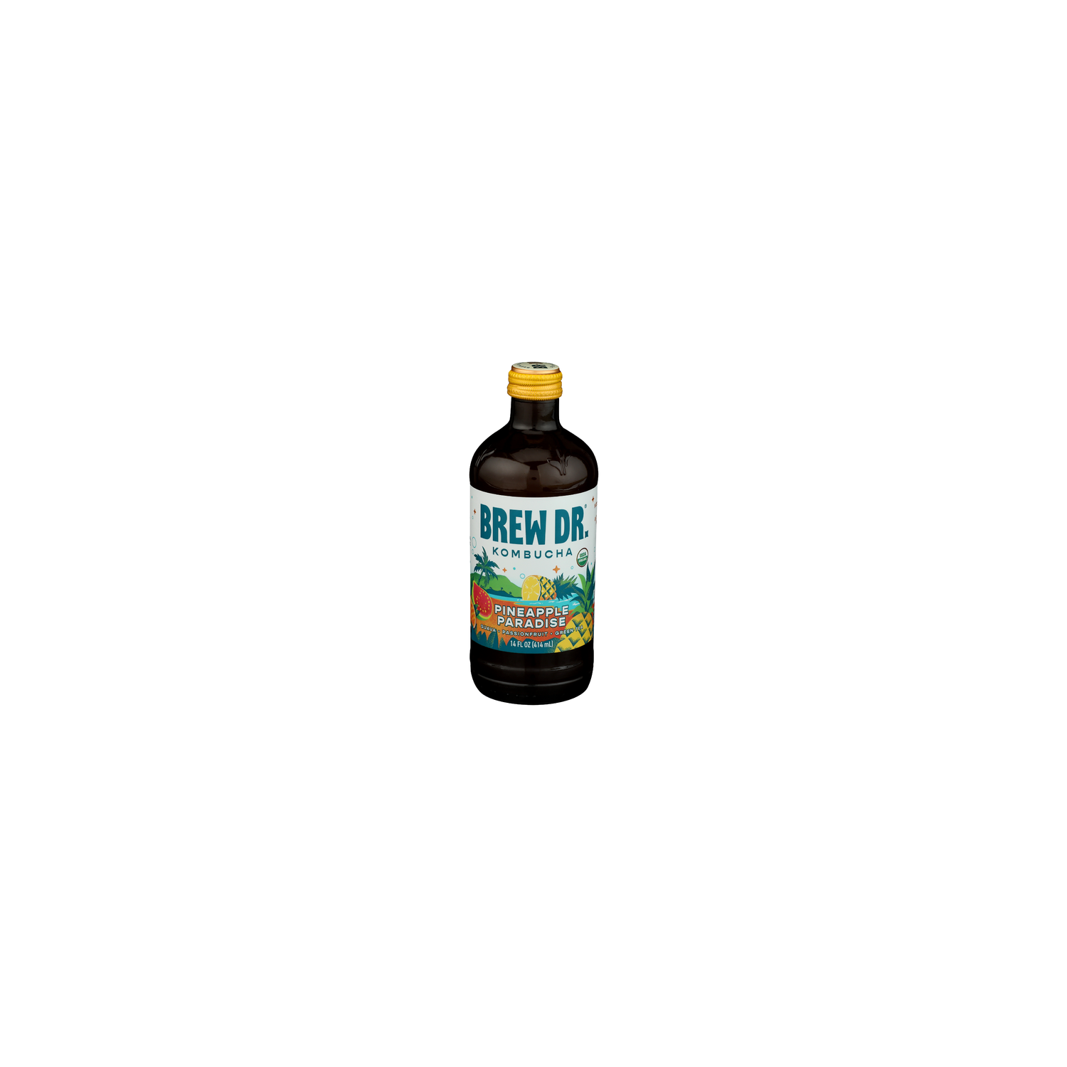 Brew DR. Kombucha Pineapple Sparkling Paradise Bottle - 14 Fluid Ounce Image 1 of 4