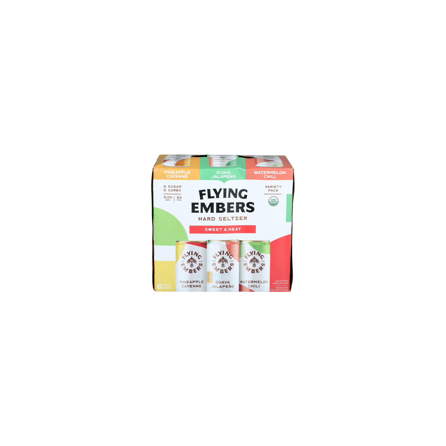 Flying Embers Pineapple Cayenne Guava Jalapeno Watermelon Chili Variety Pack Hard Seltzer - 6 Count Image 1 of 2