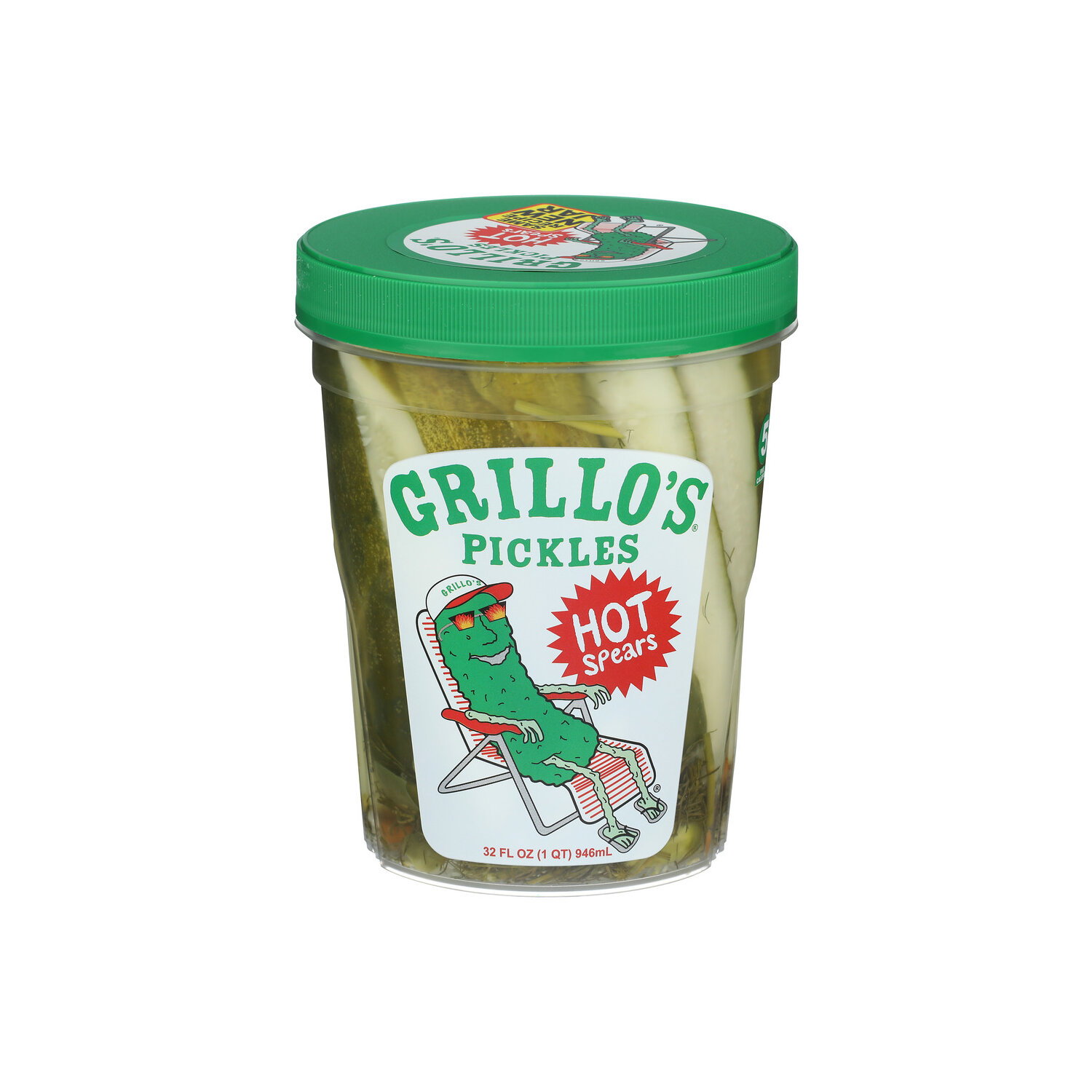 GRILLO's Pickles Hot Pickle Spears Italian Dill - 32 Fluid Ounce Image 1 of 4
