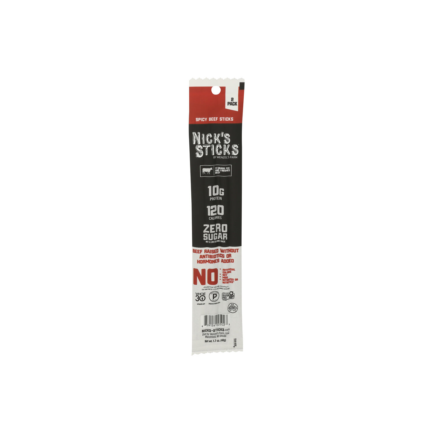 NICK's Sticks Spicy Beef Snack Grass Fed - 0.85 Ounce - 2 Count Image 1 of 4