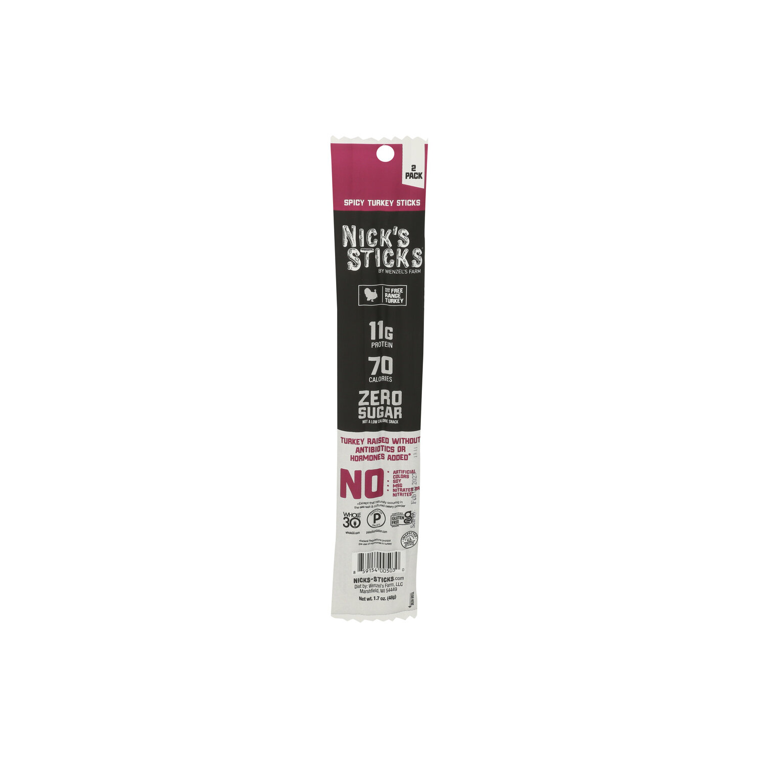 NICK's Sticks Spicy Turkey Snack Free Range - 0.85 Ounce - 2 Count Image 1 of 4