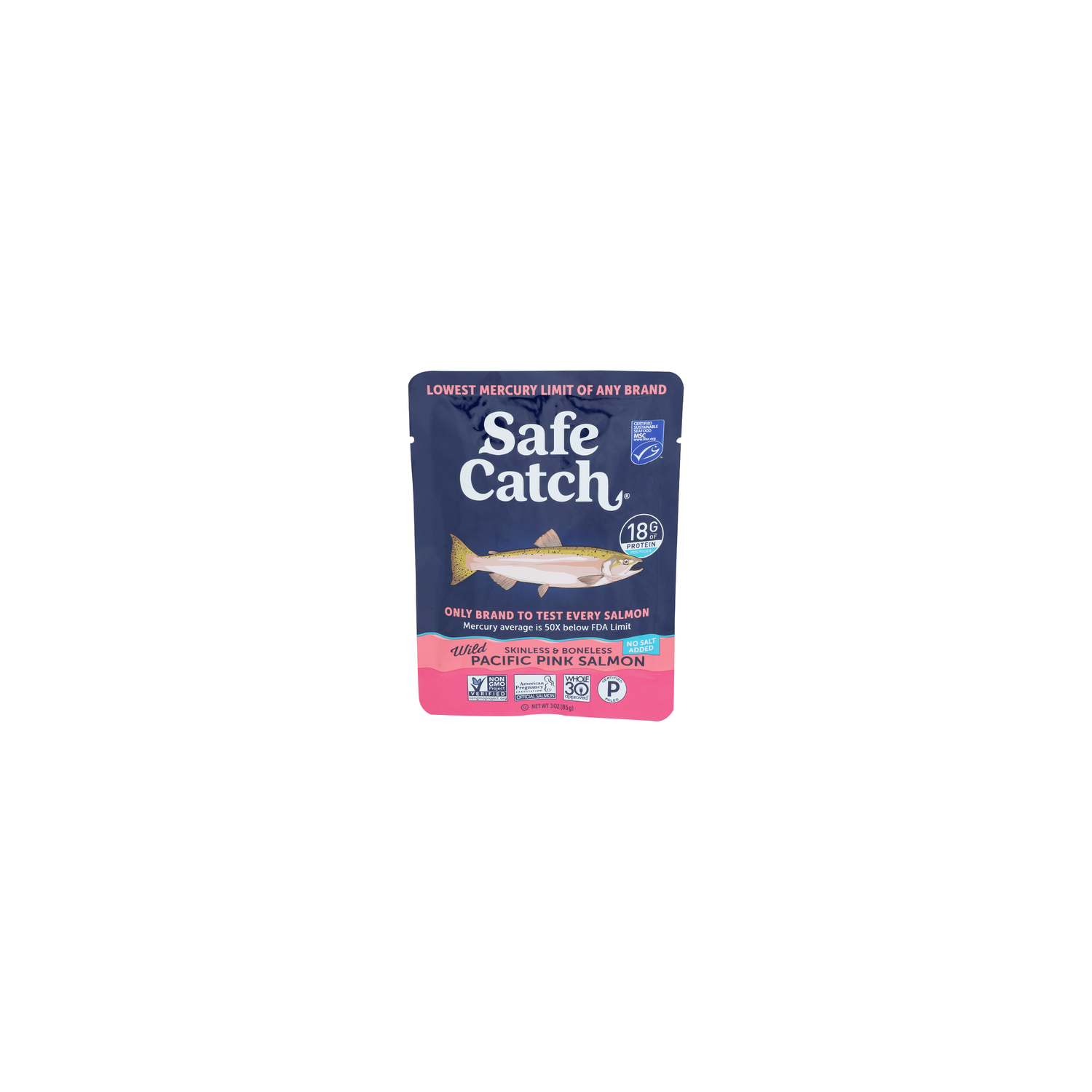 Safe Catch Plain Skinless & Boneless Wild Pacific Pink Salmon Every Fish Mercury Tested - 3 Ounce Image 1 of 4