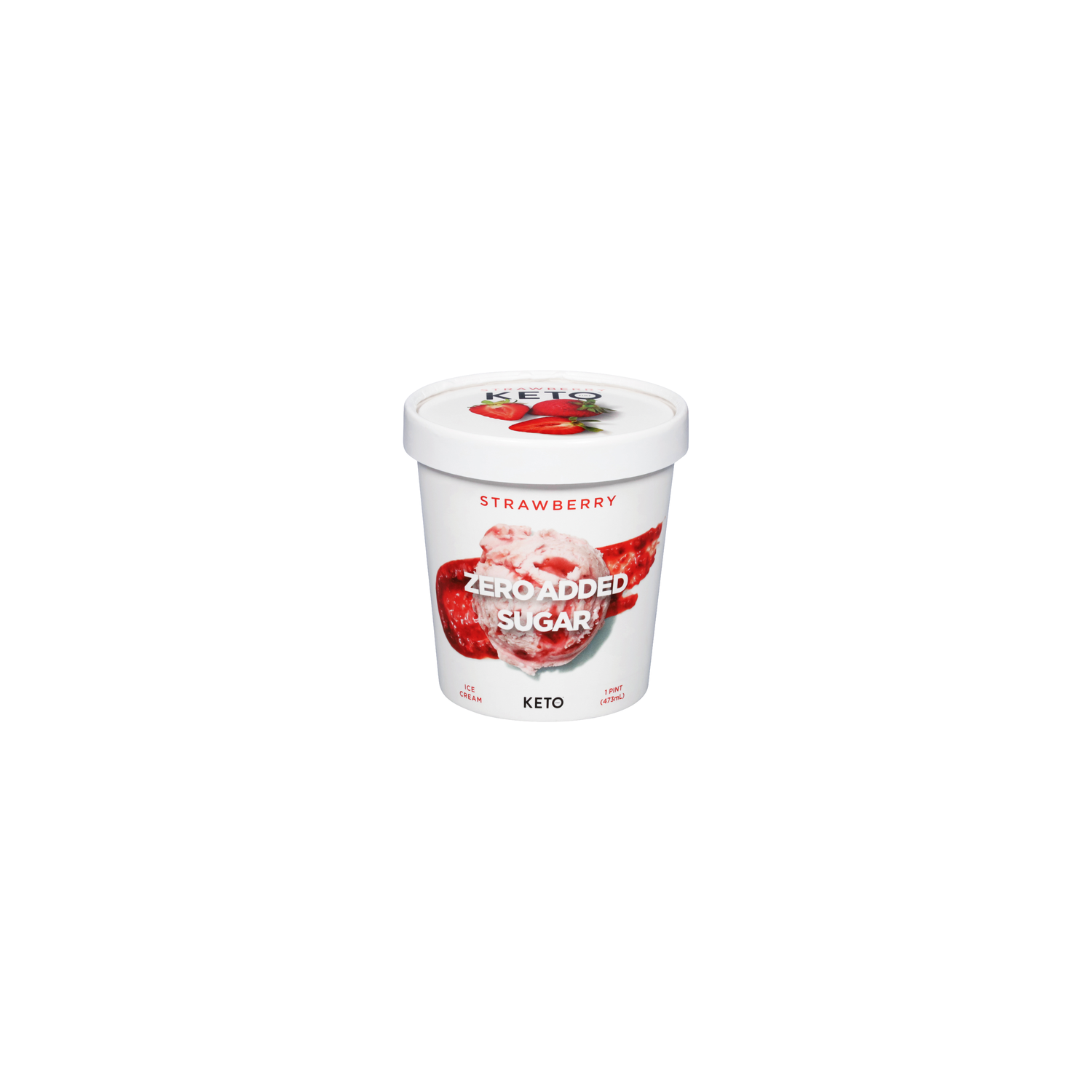 Keto Zero Added Sugar Strawberry Ice Cream - 473 ml Image 1 of 4
