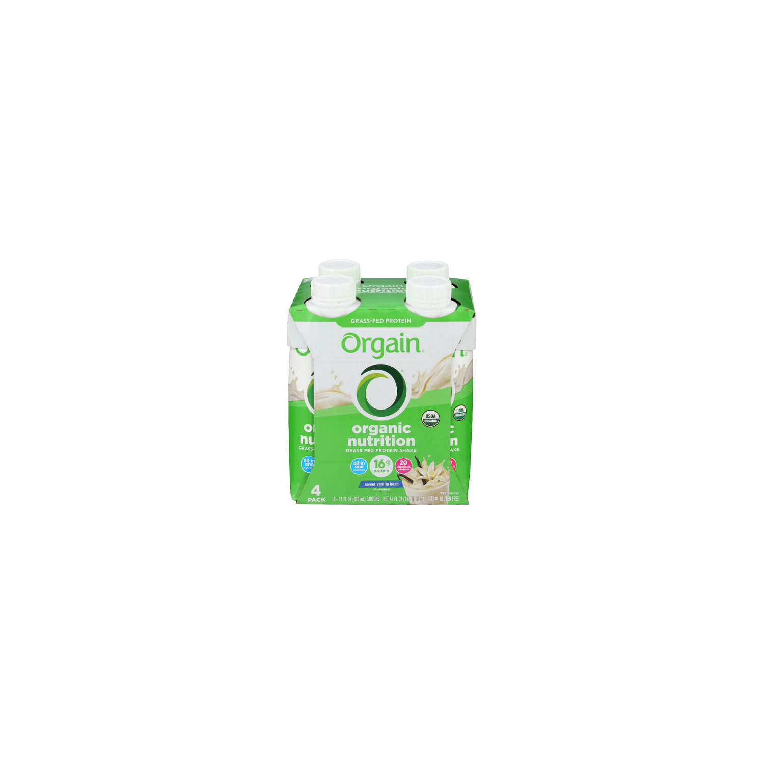 Orgain Organic Sweet Vanilla Bean Nutritional Shake - 11 Fluid Ounce - 4 Count Image 1 of 3
