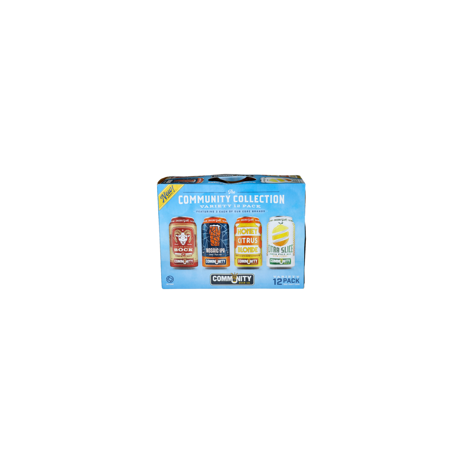 Community Beer CO. Texas-Style Bock, Mosaic Ipa, Honey Citrus Blonde And Citra Slice Variety 12 Pack The Community Collection - 12 Fluid Ounce - 12 Count Image 1 of 2