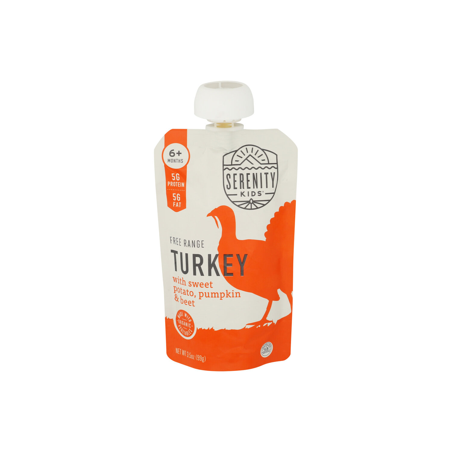 Serenity Kids Turkey Puree Pouch, Pasture Raised With Organic Sweet Potato Pumpkin And Beet - 3.5 Ounce Image 1 of 4