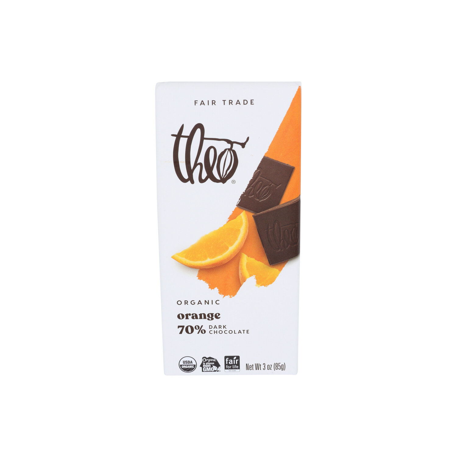 Theo Chocolate Bar Orange - 3 Ounce Image 1 of 4