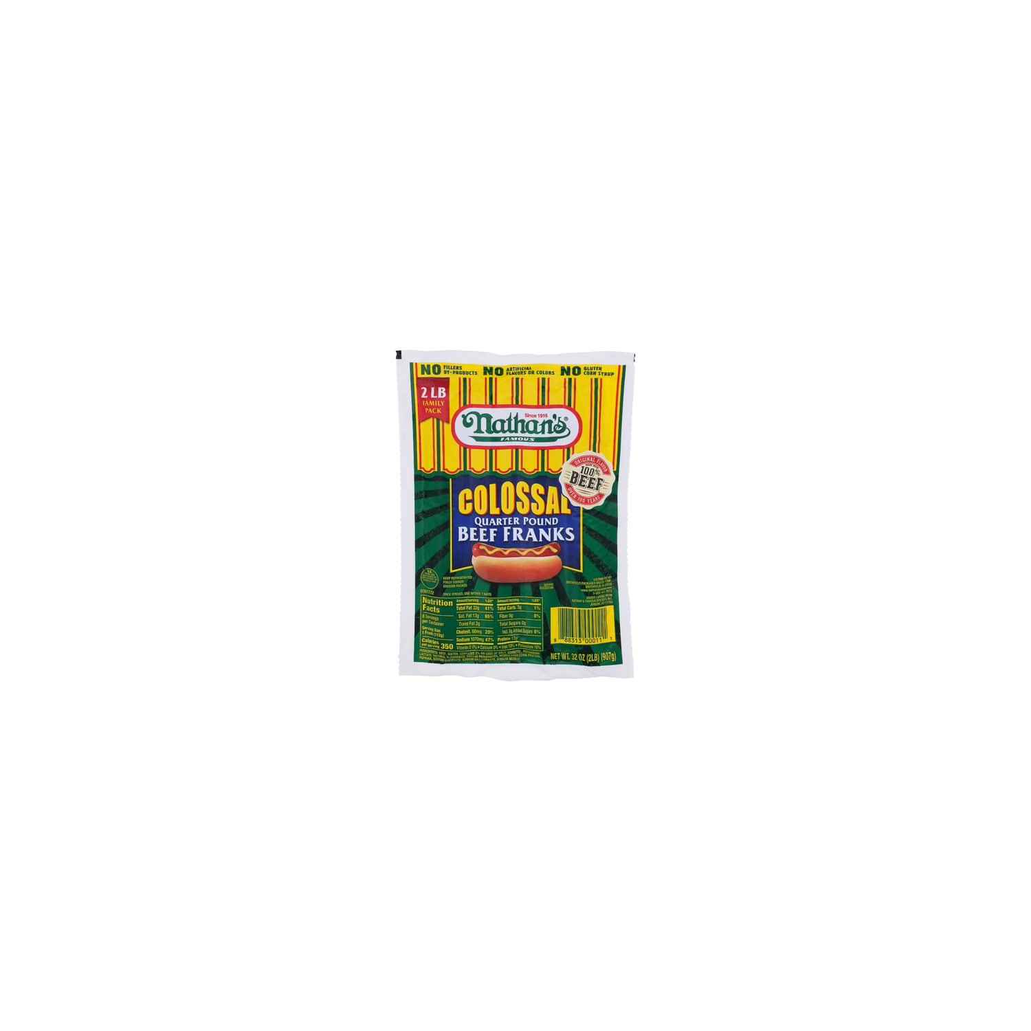 NATHAN's Famous Colossal Quarter Pound Beef Franks - 32 Ounce Image 1 of 4