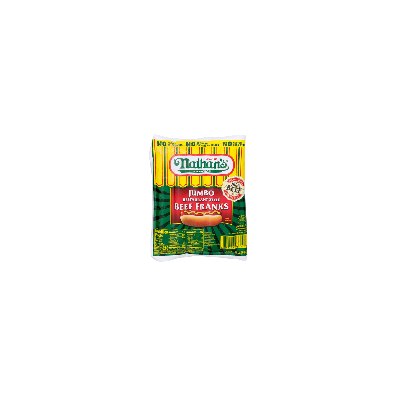 NATHAN's Famous Jumbo Restaurant Style Beef Franks - 12 Ounce Image 1 of 4