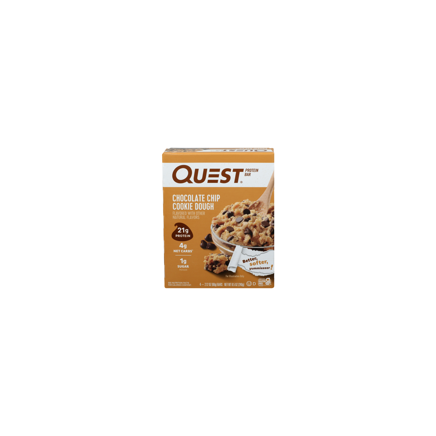 Quest Chocolate Chip Cookie Dough Protein Bar - 2.125 Ounce - 4 Count Image 1 of 4