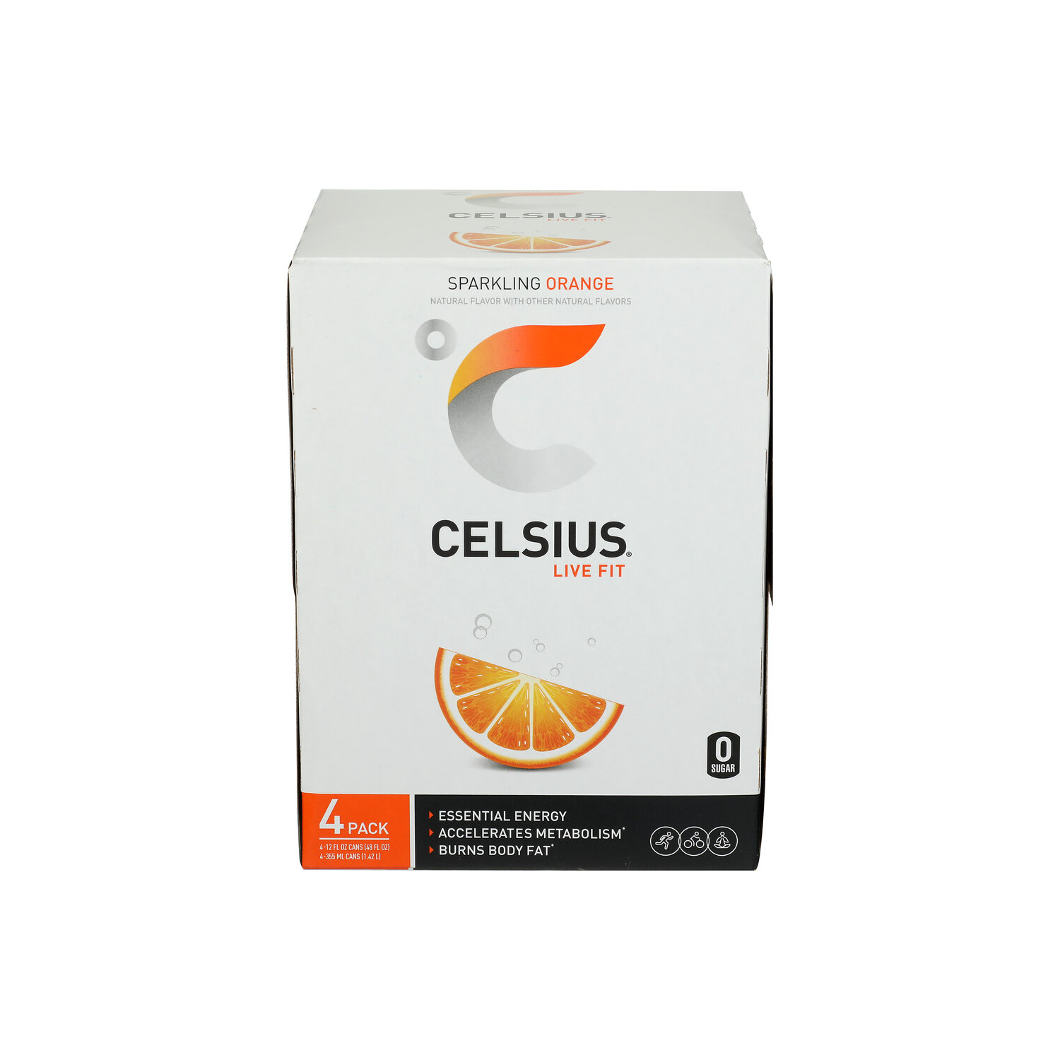 Celsius Originals Sparkling Orange Single Can - 12 Fluid Ounce - 4 Count Image 1 of 3
