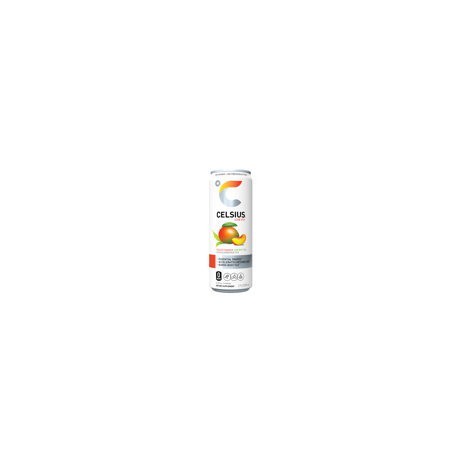 Celsius Live Fit Energy Drink Peach Mango Green Tea - 12 Fluid Ounce