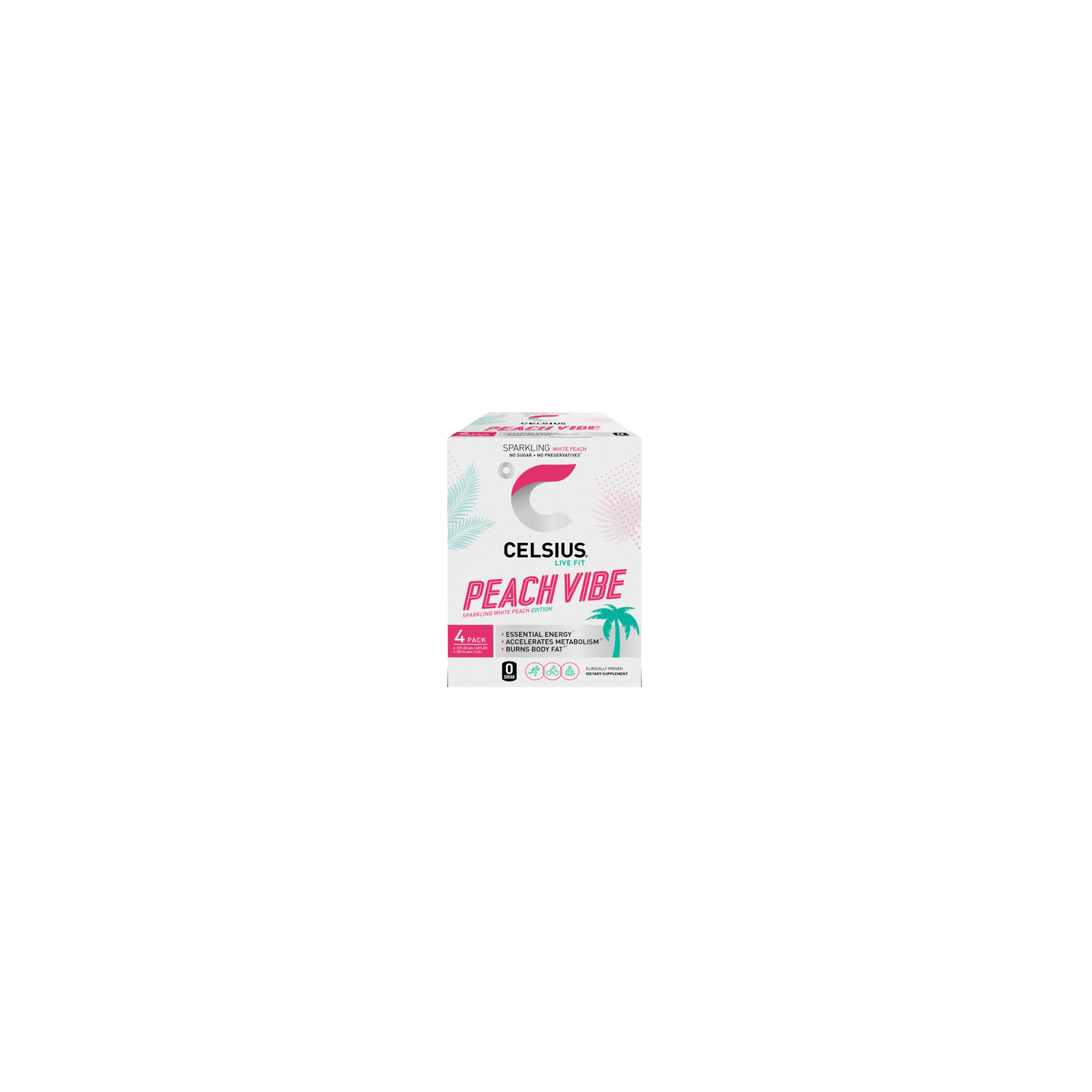Celsius Live Fit Energy Drink Sparkling Peach Vibe - 48 Fluid Ounce