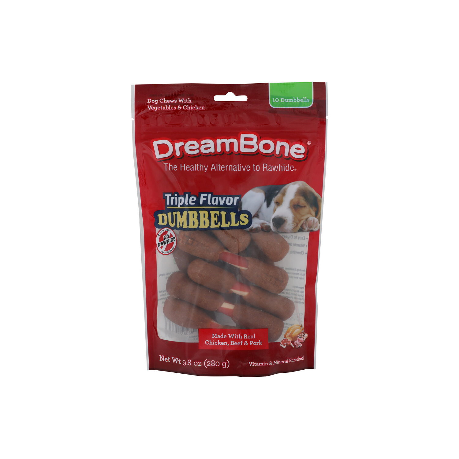 DreamBone Dog Chews, With Chicken & Vegetables, Triple Flavor, Dumbbells - 0.98 Ounce - 10 Count Image 1 of 4