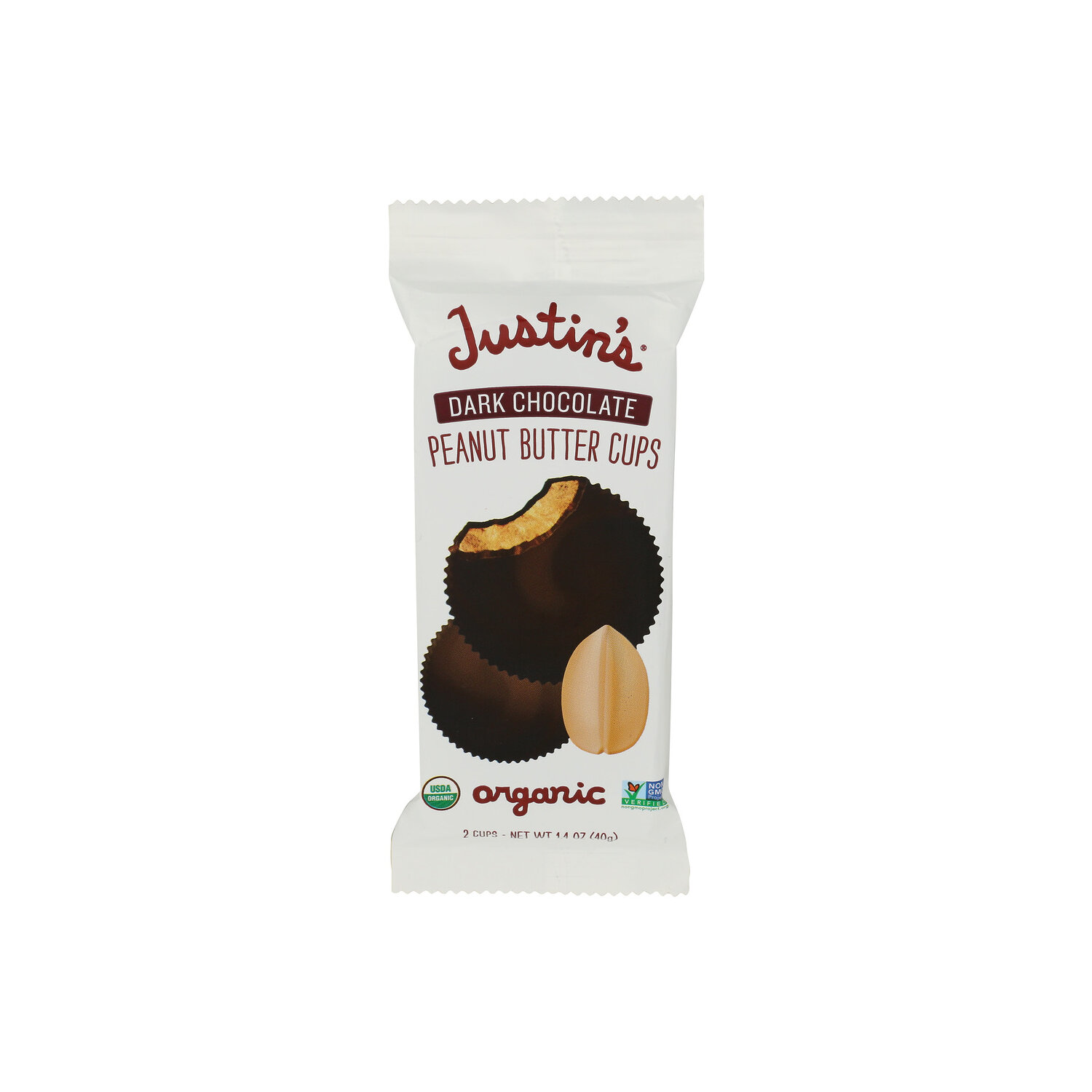 JUSTIN'S Dark Chocolate Peanut Butter Cups Laydown Caddy - 0.7 Ounce - 2 Count Image 1 of 4