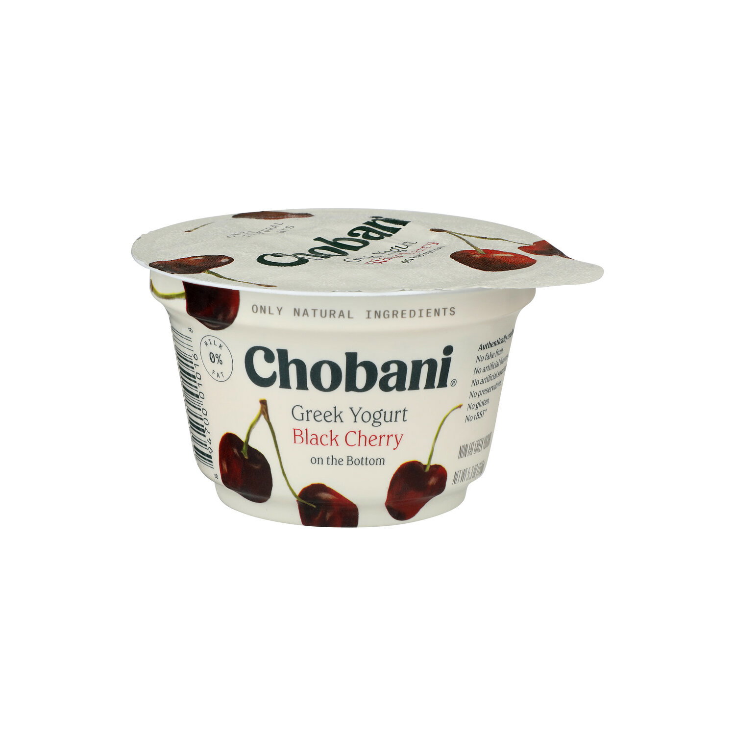 Chobani Black Cherry Non-Fat Greek Yogurt On The Bottom 0% Milkfat - 5.3 Ounce Image 1 of 4