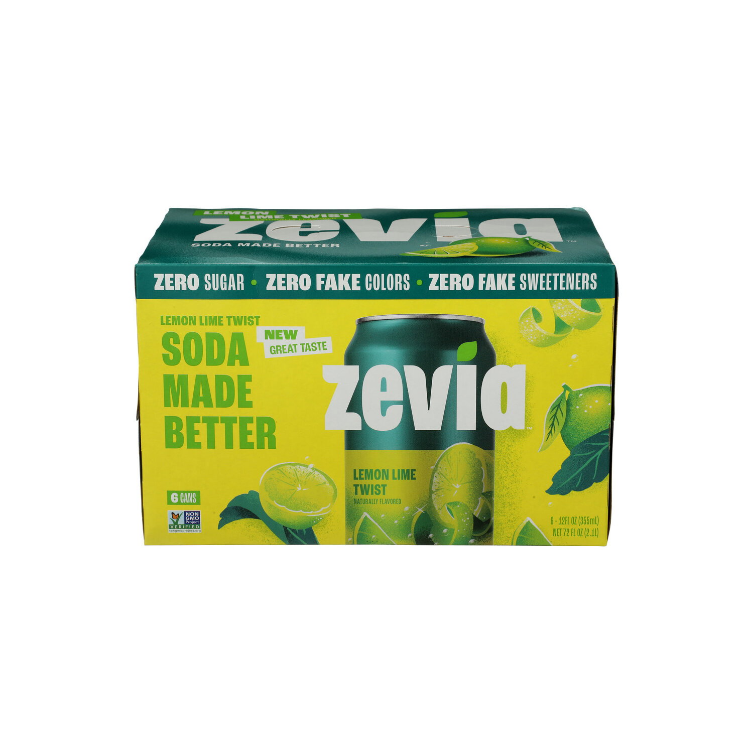 Zevia Zero Sugar Lemon Lime Twist Soda - 12 Fluid Ounce - 6 Count