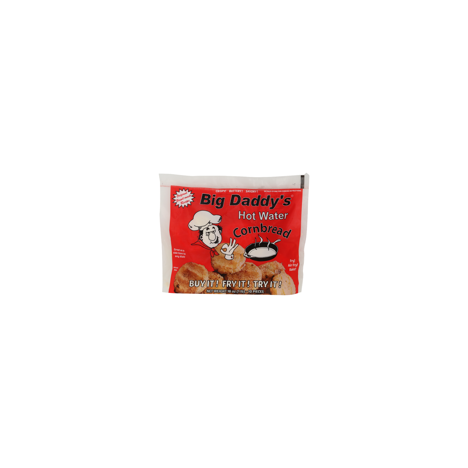 Big DADDY's Original Hand-Made Recipe Hot Water Cornbread - 1.6 Ounce - 10 Count Image 1 of 4