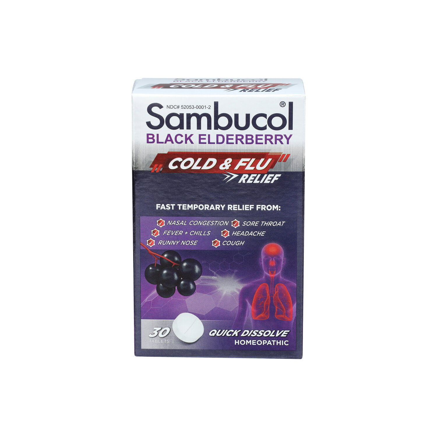 Sambucol Black Elderberry Tablets Cold & Flu Relief - 30 Count Image 1 of 3