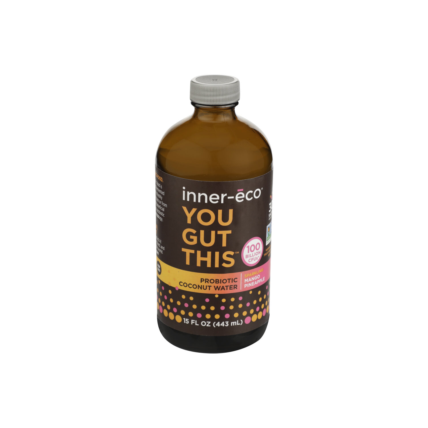 INNER-ĒCO Mango Pineapple Sparkling Probiotic Coconut Water - 15 Fluid Ounce Image 1 of 2