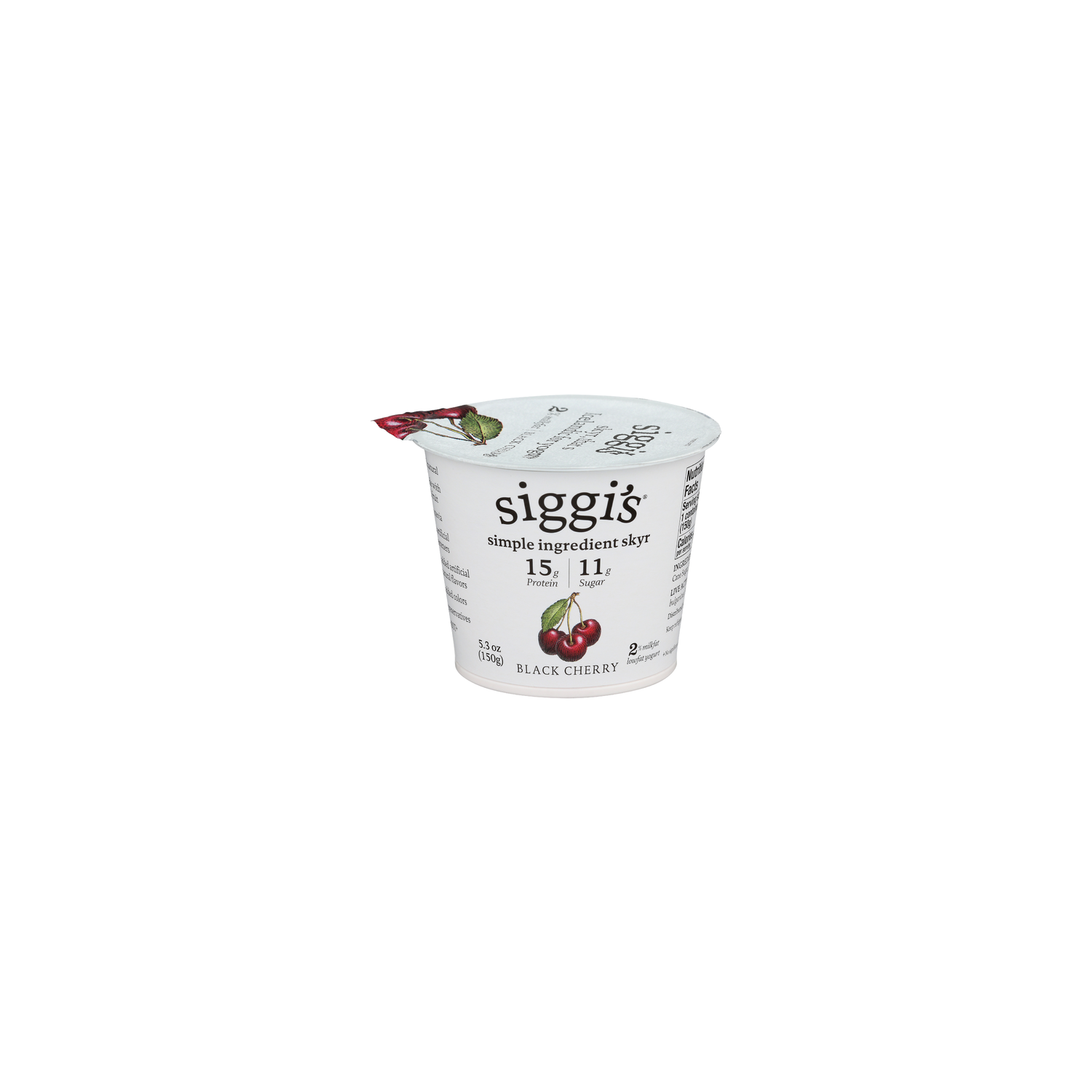 SIGGI's Black Cherry All Natural Lowfat Icelandic Skyr - 5.3 Ounce
