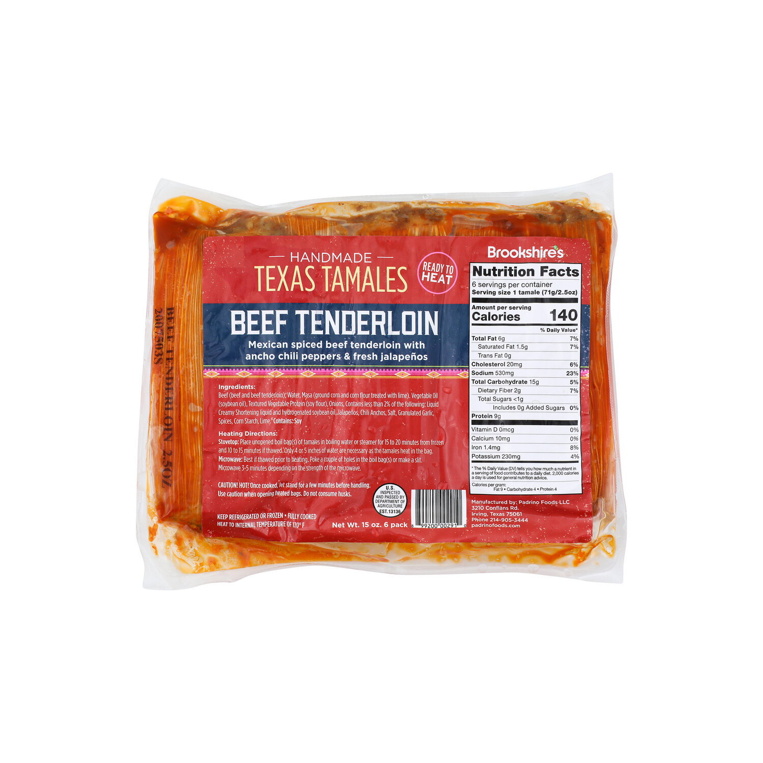 Brookshire's Texas Beef Tenderloin Tamales - 2.5 Ounce - 6 Count Image 1 of 4