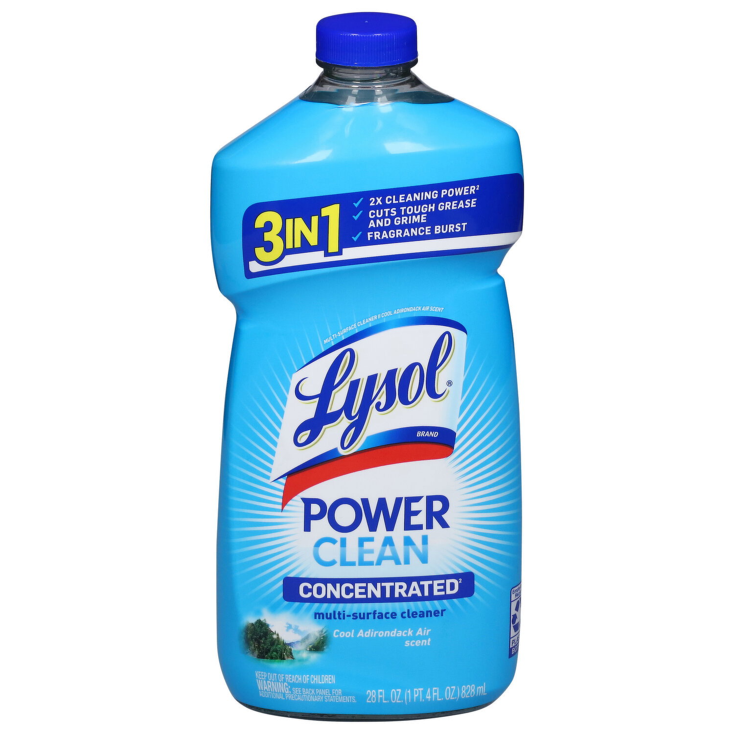 Lysol Multi-Surface Cleaner, Concentrated, Power Clean, Cool Adirondack Air Scent - 28 Fluid Ounce Image 1 of 2