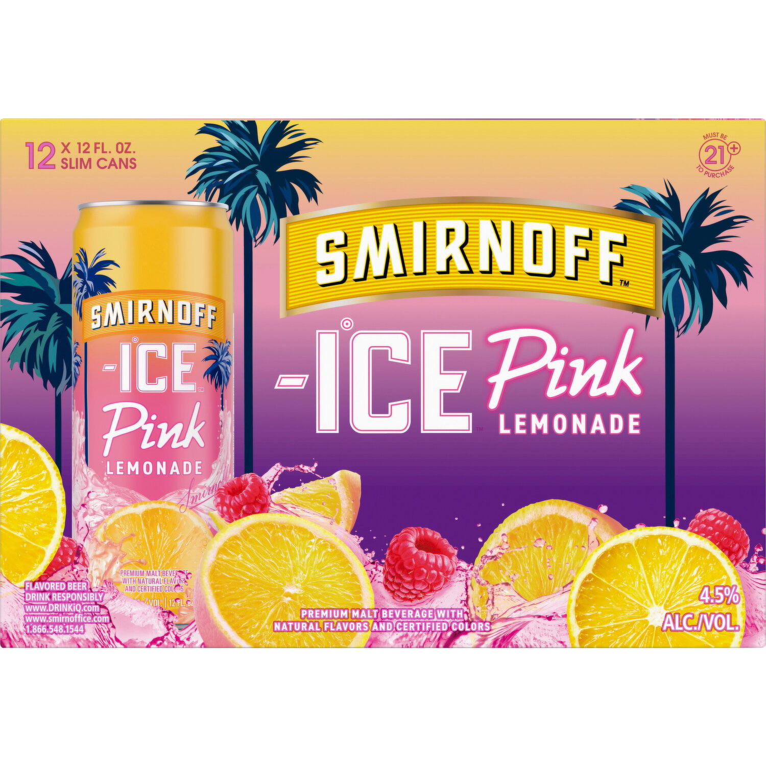 Smirnoff Malt Beverage, Premium, Pink Lemonade - 12 Each Image 1 of 2